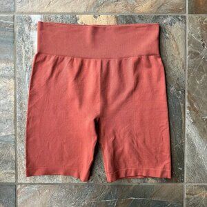 Maurices Burnt Orange High Rise Seamless Textured Bike Shorts Women’s Size XL